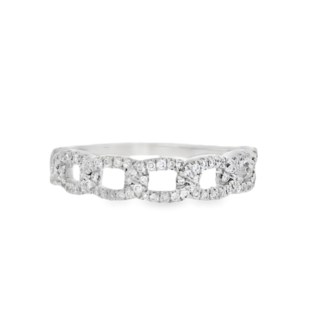 14K White Gold 0.25ct. Diamond Chain Link Fashion Ring