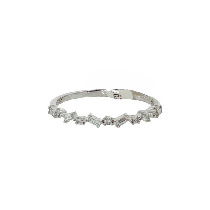 14K White Gold Multi-Diamond Wedding Band Size 6