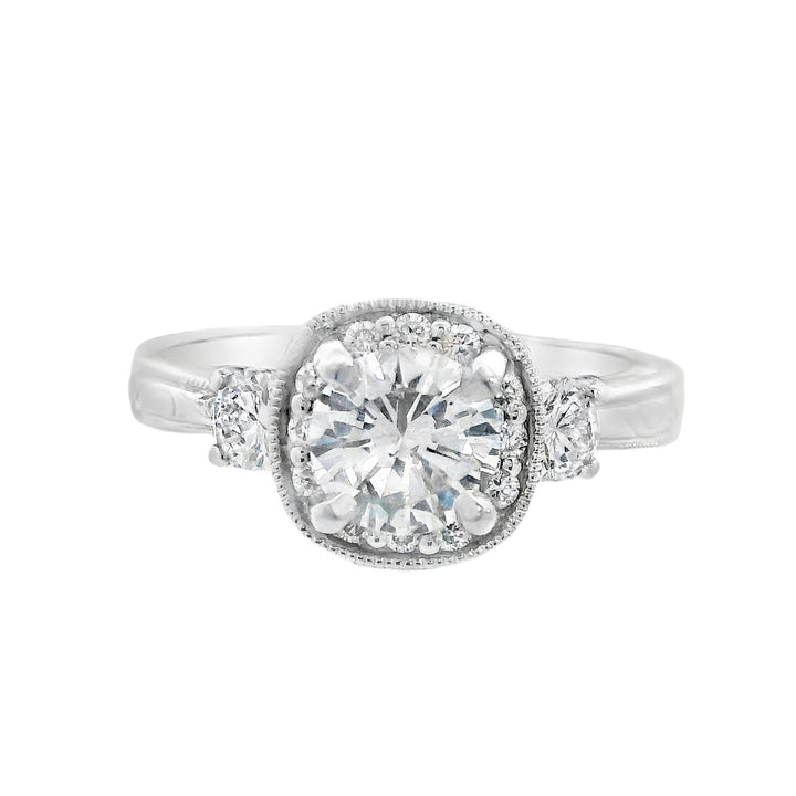 18K White Round Diamond 0.76Ct Halo Engagement Ring