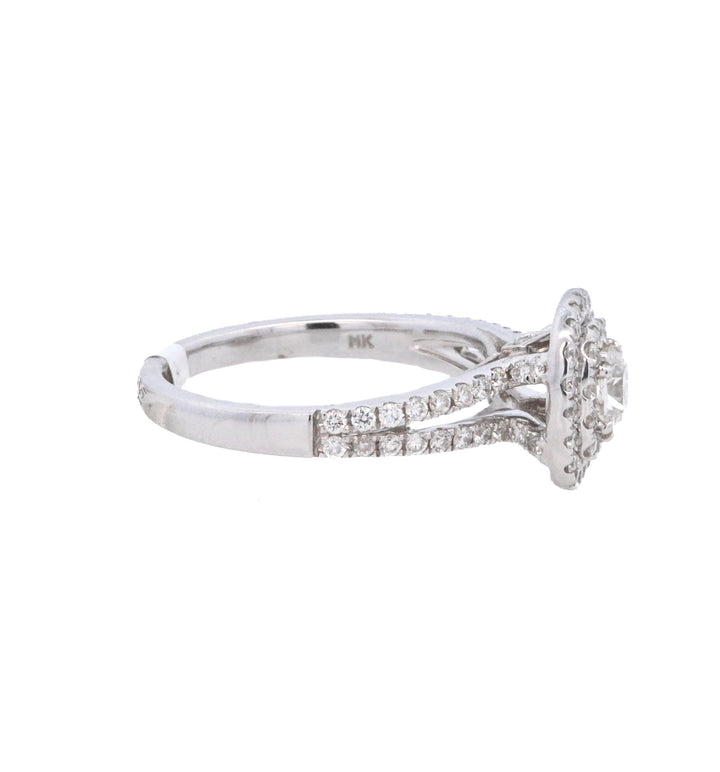 18K White Gold 1.02Ct Princess Diamond Halo Ring
