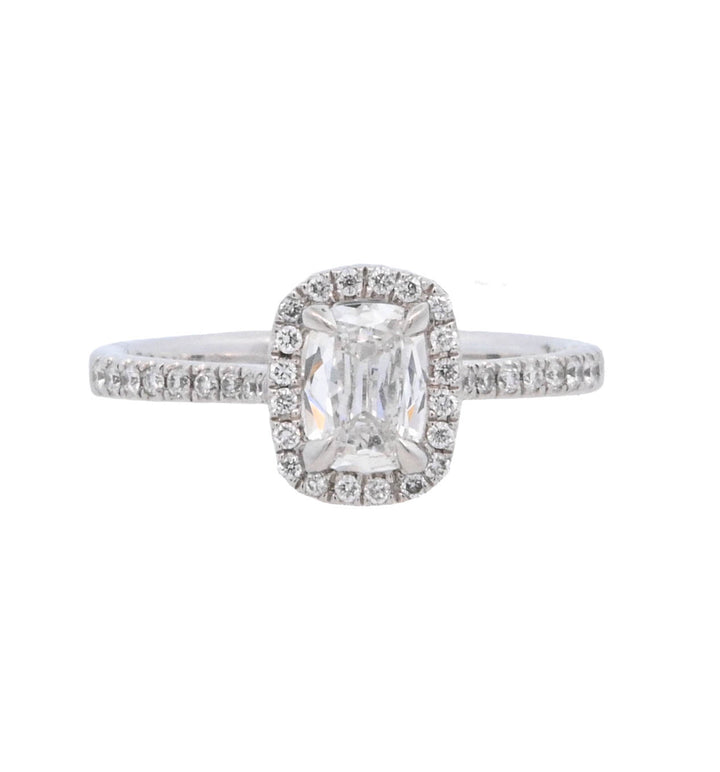 Platinum Cushion Diamond 0.51Ct Halo Engagement Ring