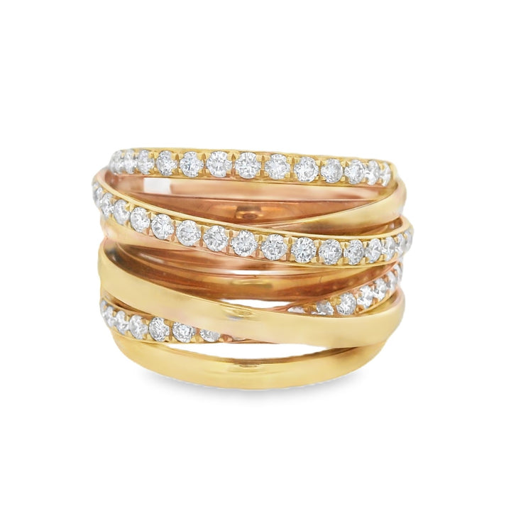 18K Rose Gold 1.18ct Round Diamond Multi-Strand Ring