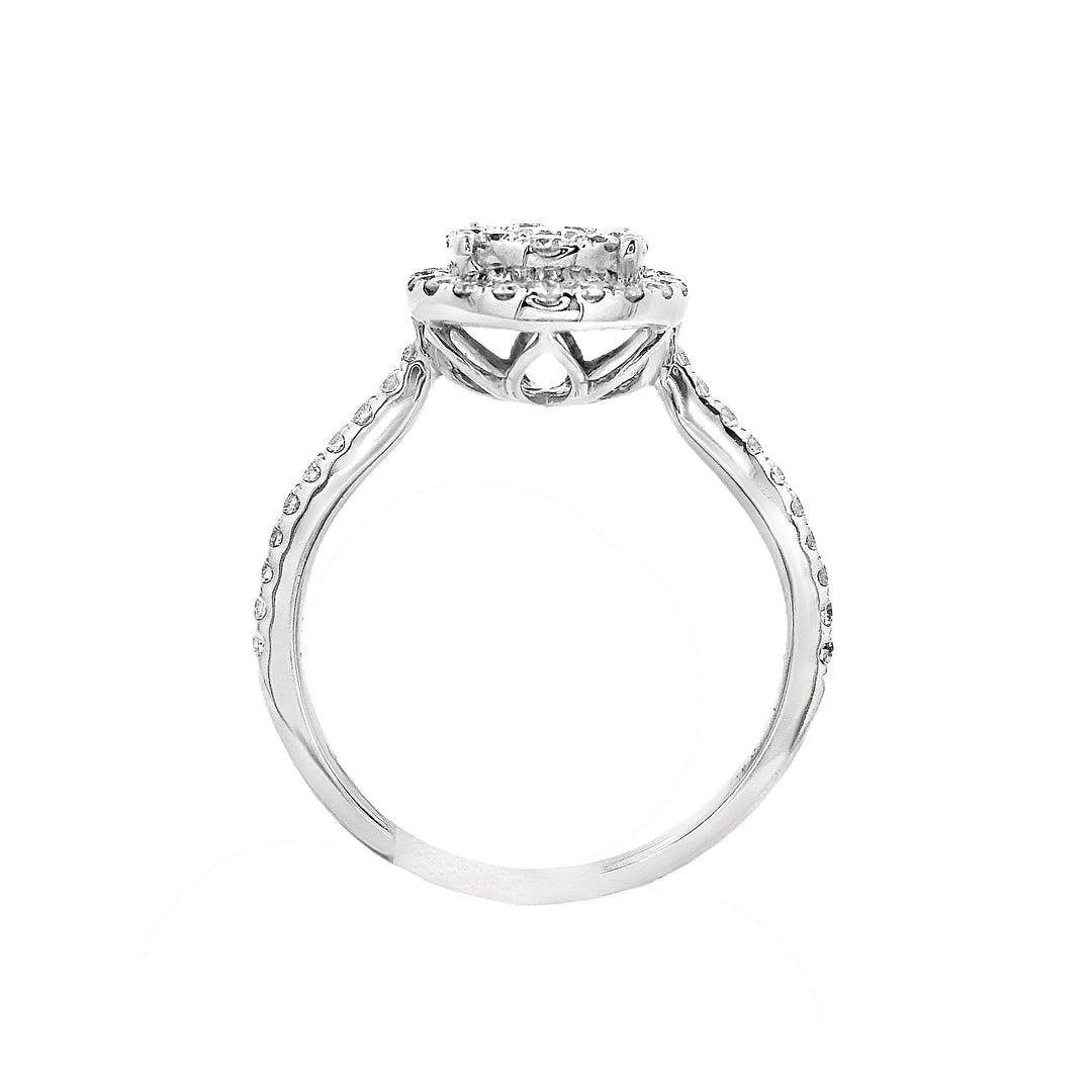 14K White Gold 0.25CT Diamond Halo Engagement Ring