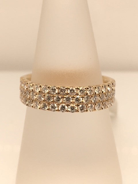 14K Yellow Gold 0.73ct Diamond Pave Women's Wedding Band