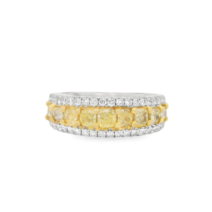 18K White Gold 1.73ct Yellow Diamond Anniversary Women's Wedding Band