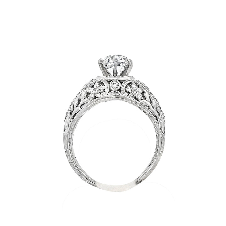 Platinum Round Diamond 1.33Ct Vintage Engagement Ring