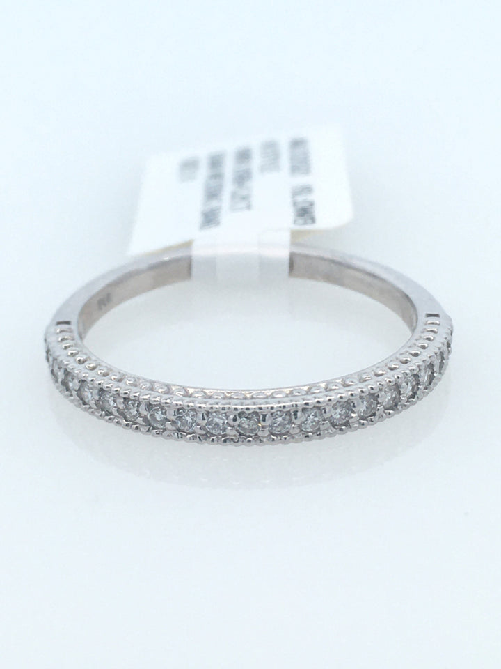 14K White Gold 0.25ct Diamond Milgrain Wedding Band