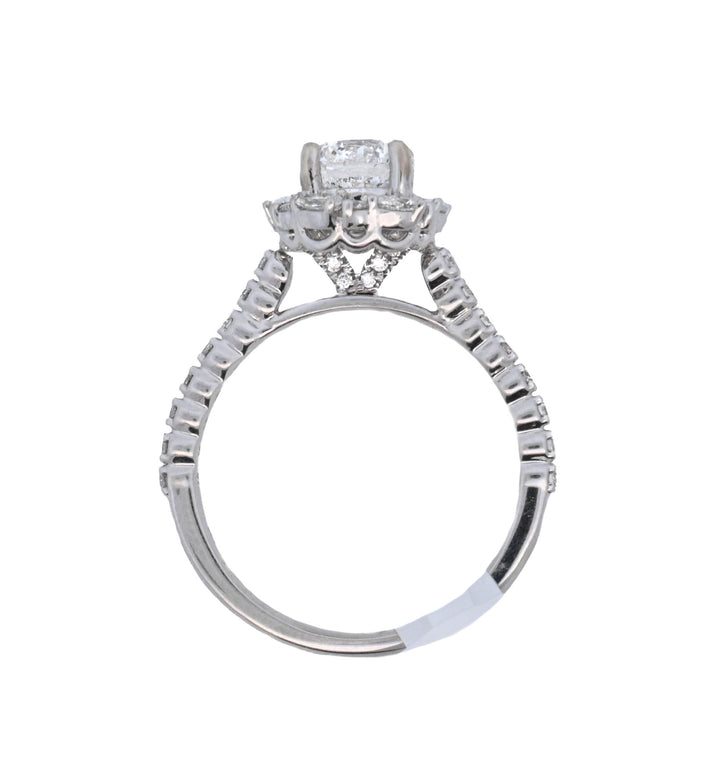 14K White Round Diamond 1.04Ct Halo Engagement Ring