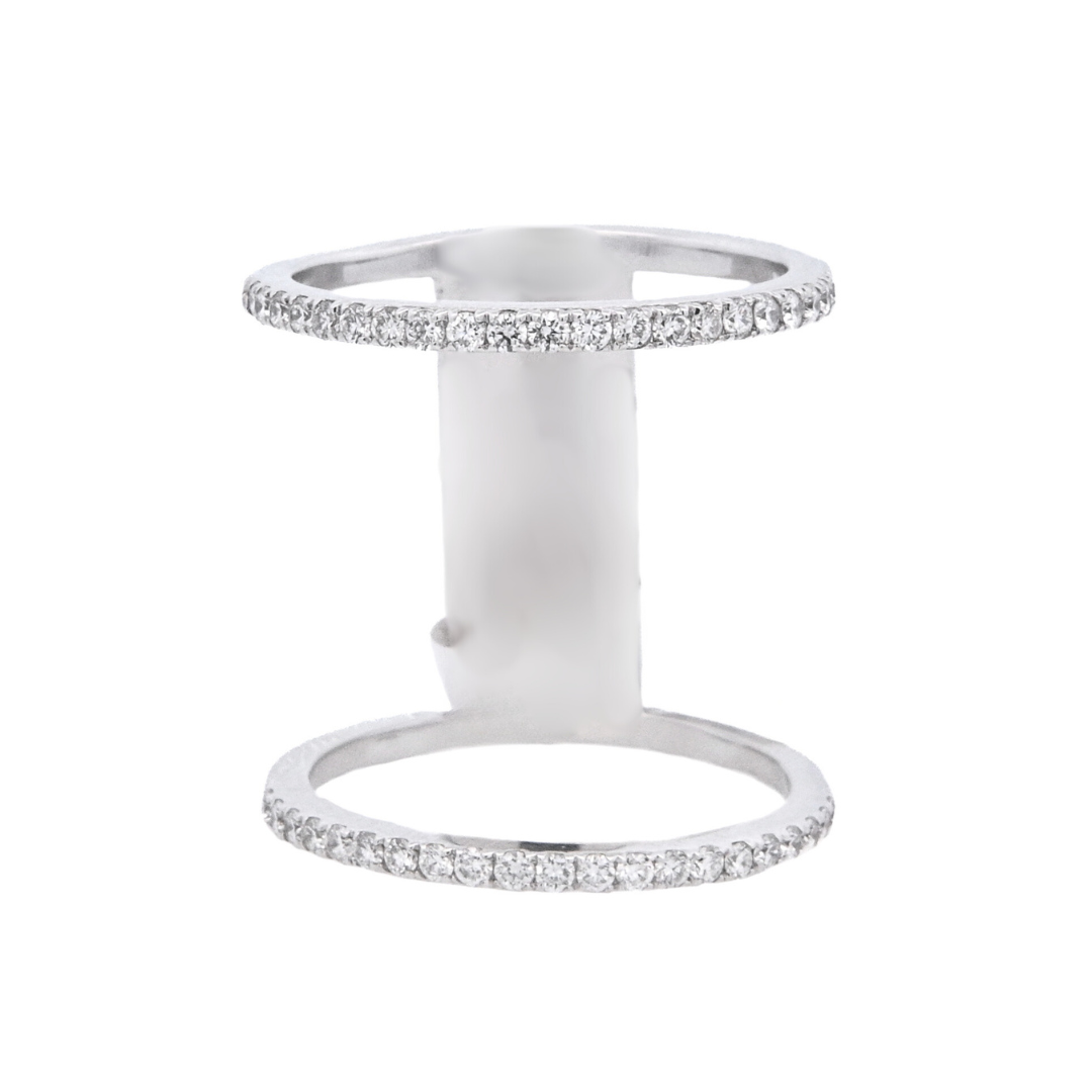 14K White Gold 0.43ct Diamond Double Fashion Ring