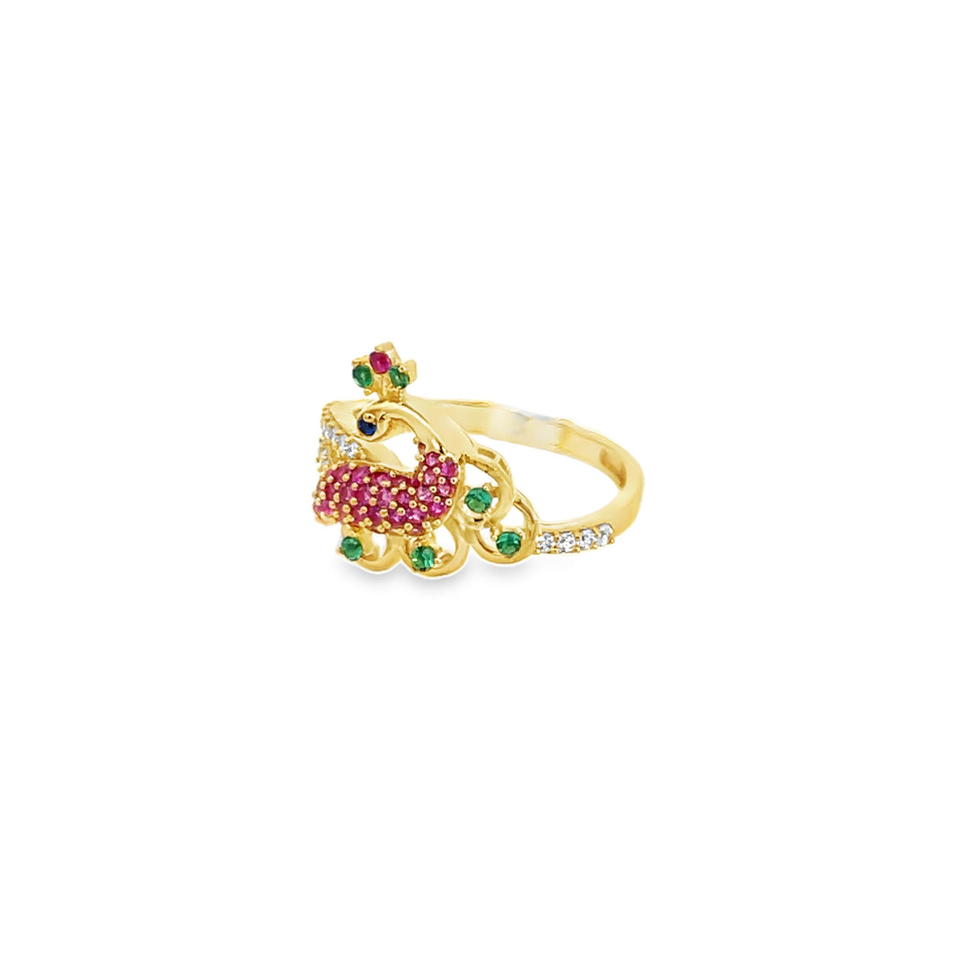 22K Yellow Gold Decorative CZ Accent Ring
