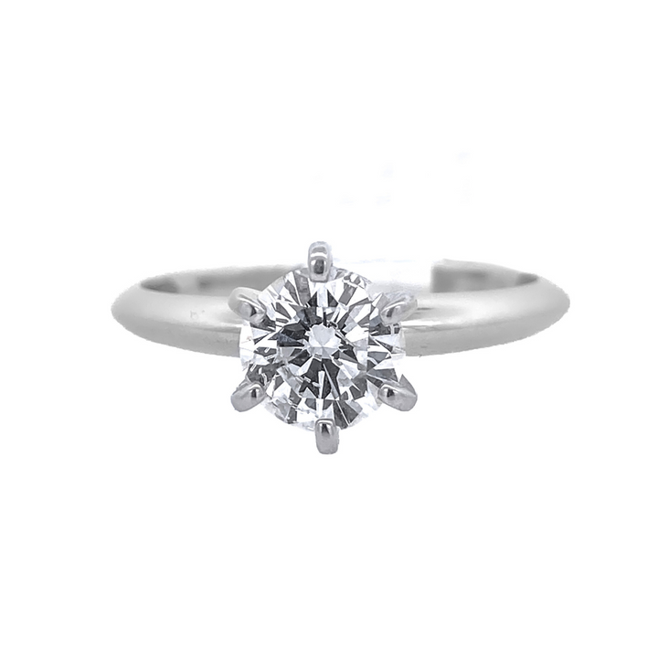 14K White Round Diamond 0.75Ct Solitaire Engagement Ring