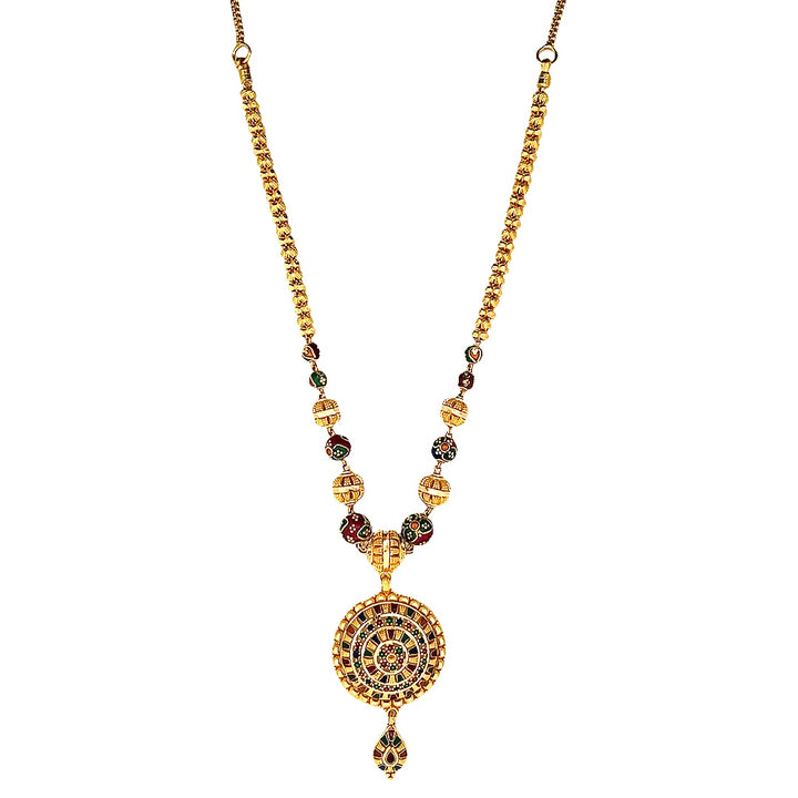22K Yellow Gold Multi-Color Beaded Statement Necklace