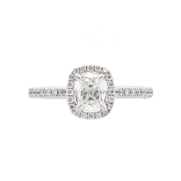 18K White Cushion Diamond 0.42Ct Halo Engagement Ring