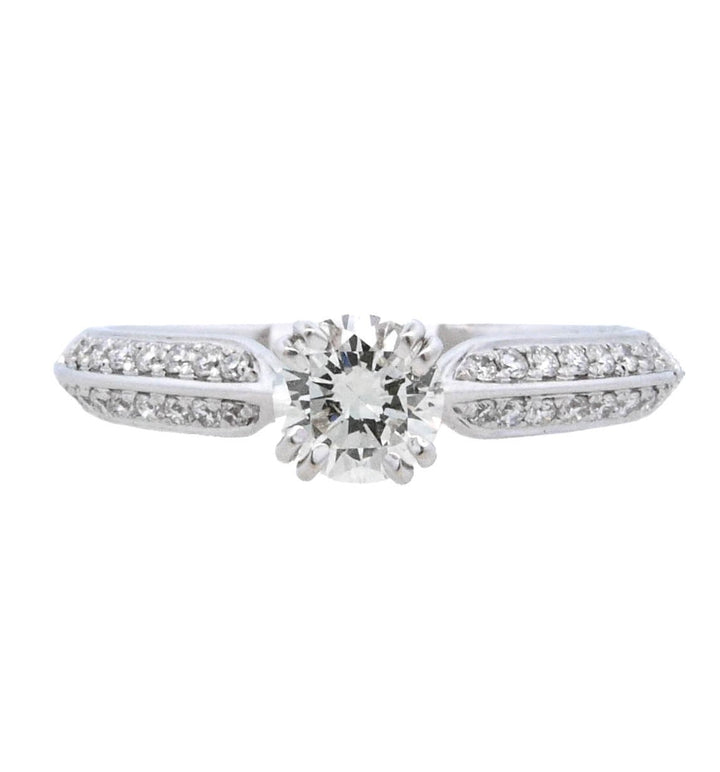 18K White Round Diamond 0.49Ct Solitaire Engagement Ring