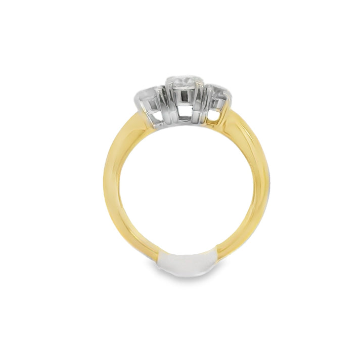 14K Two- Tone Round Diamond 0.75Ct 3 Stone Engagement Ring