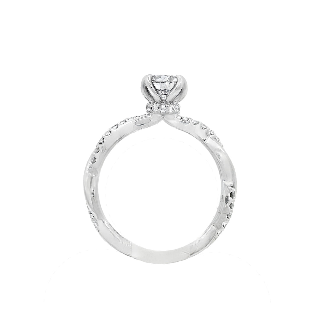 14K White Round Diamond 0.70Ct Vintage Engagement Ring