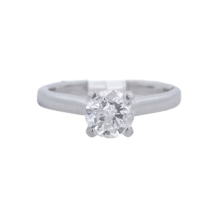 14K White Round Diamond 0.75Ct Solitaire Engagement Ring