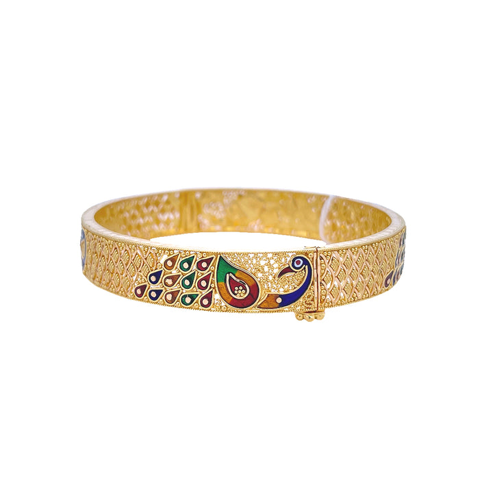 22K Yellow Gold Multi-Color Artisan Bangle Bracelet