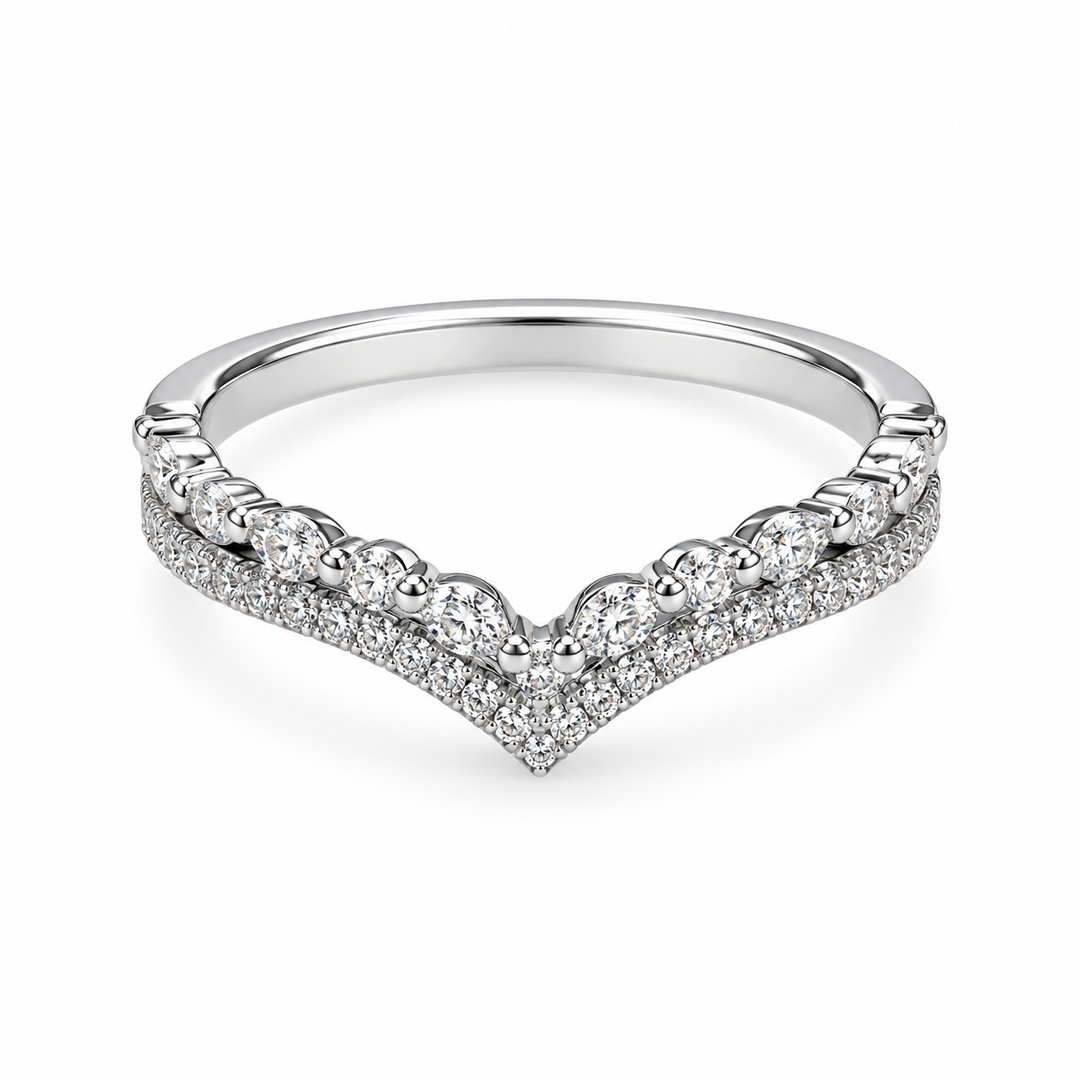 14K White Gold Multi-Diamond Cluster Fashion Band Ring