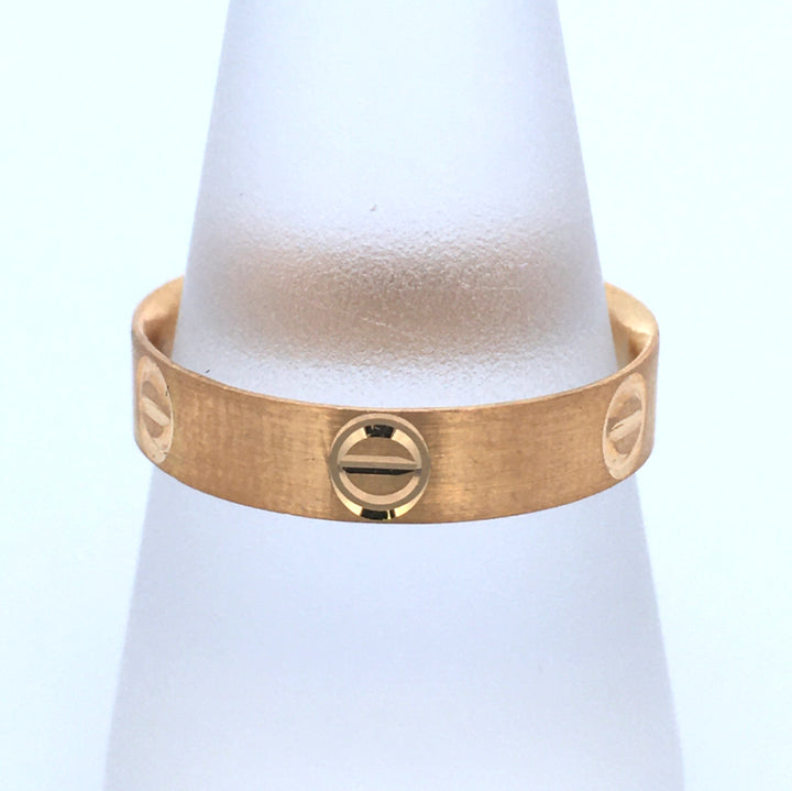 22K Yellow Gold Brushed C-Design Band Ring Size 6