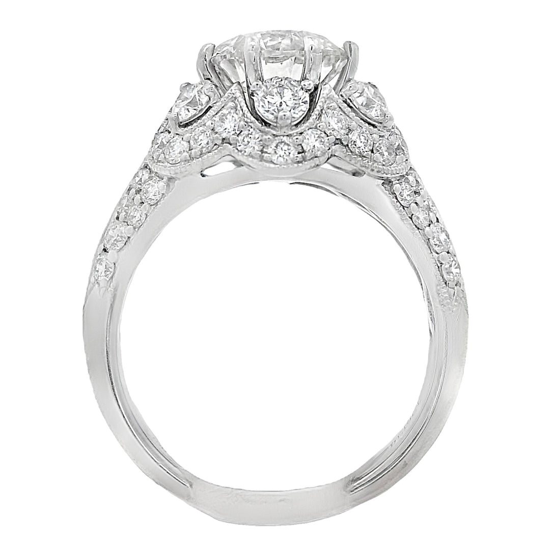 18K White Round Diamond 2.01Ct Vintage Engagement Ring