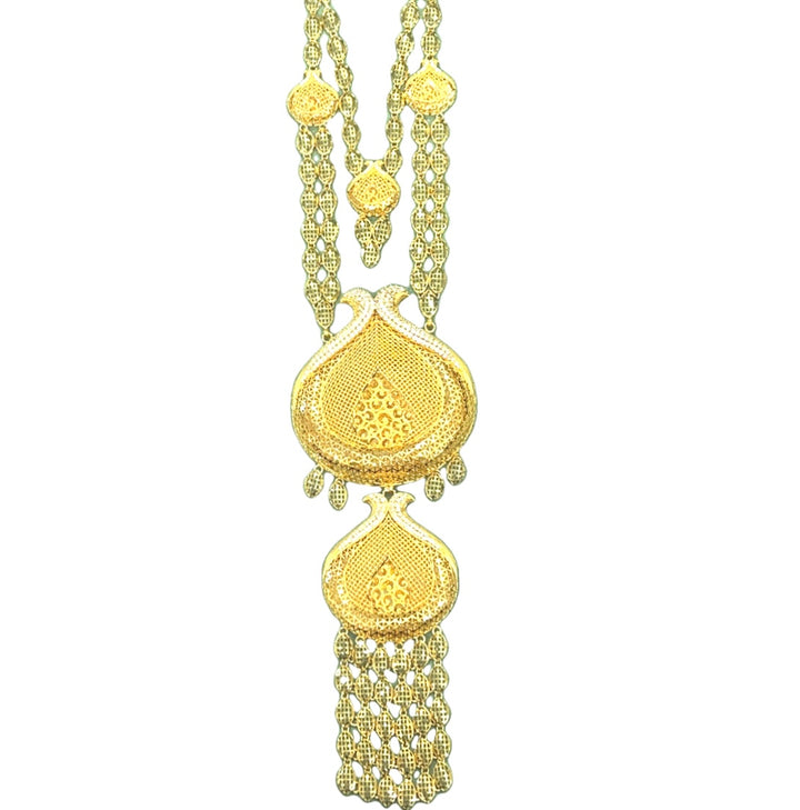 21K Yellow Gold Layered Cubic Zirconia Dangling Necklace