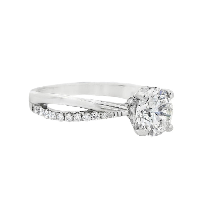 14K White Gold Round Diamond 1.08Ct Solitaire Engagement Ring