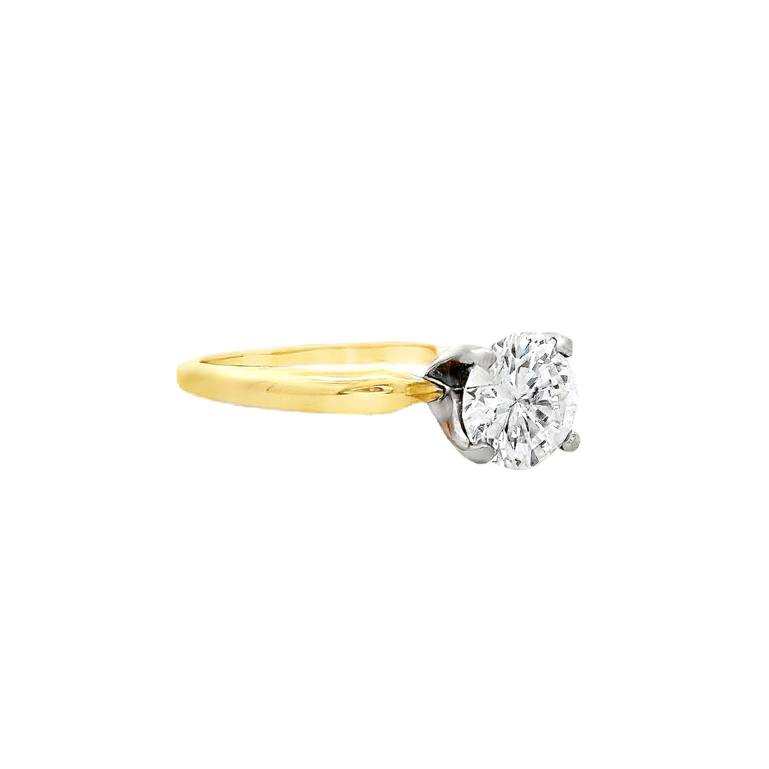 14K Yellow Round Diamond 1.00Ct Solitaire Engagement Ring