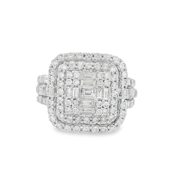 14K White Gold 1.75ct. Diamond Cluster Fashion Ring