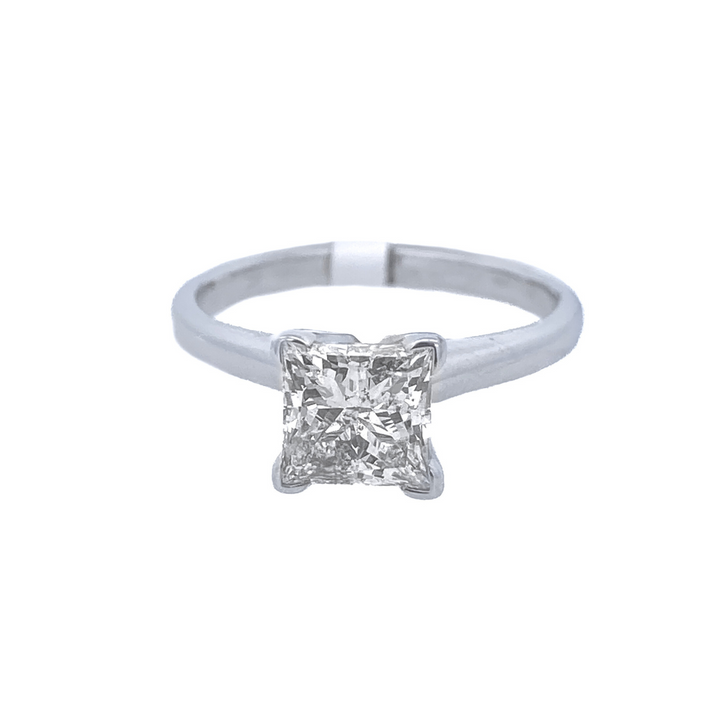 14K White Princess Diamond 1.07Ct Solitaire Engagement Ring