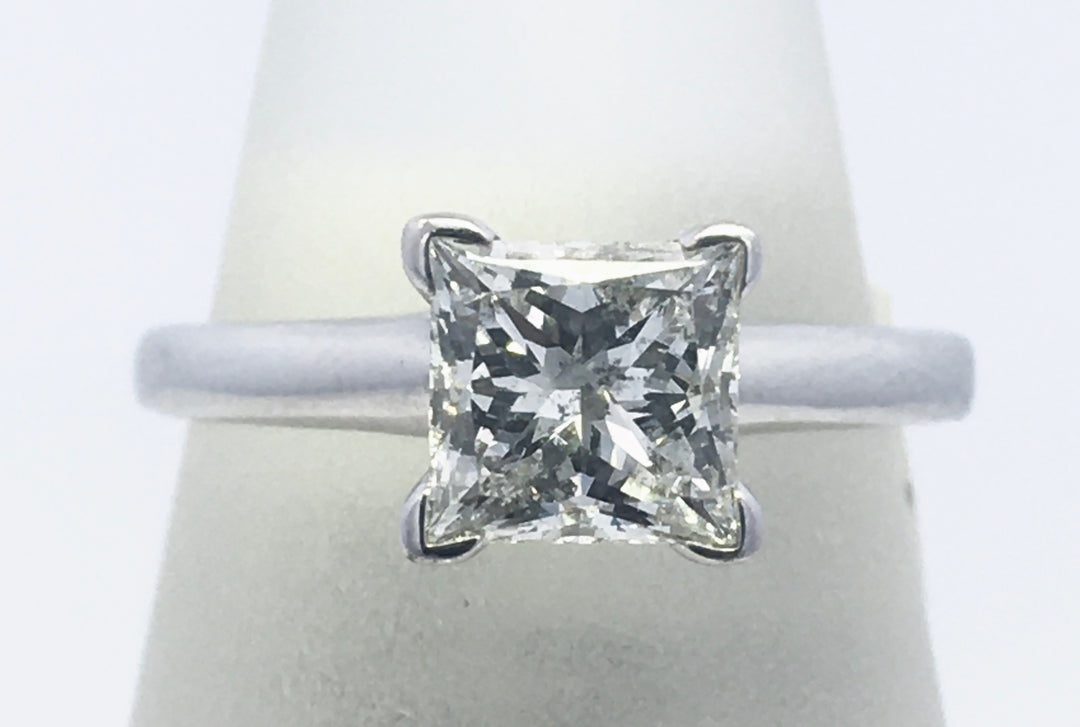 14K White Gold 1.07CT Princess Diamond Solitaire Ring