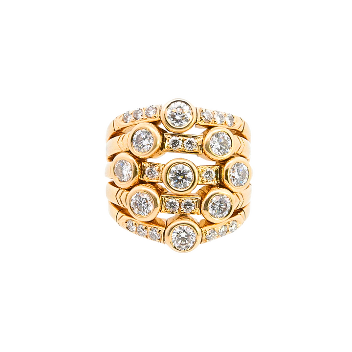 18K Yellow Gold 3ct Diamond Stacked Bezel Ring