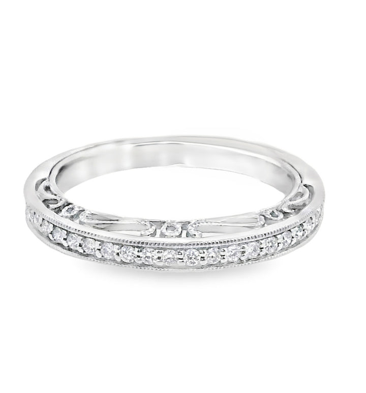 14K White Gold 0.32ct Diamond Vintage Women's Wedding Band