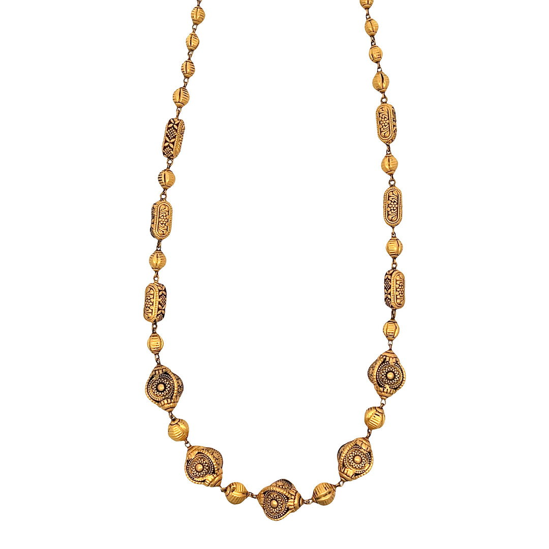 22K Yellow Gold Indian Decorative Bead Necklace 24
