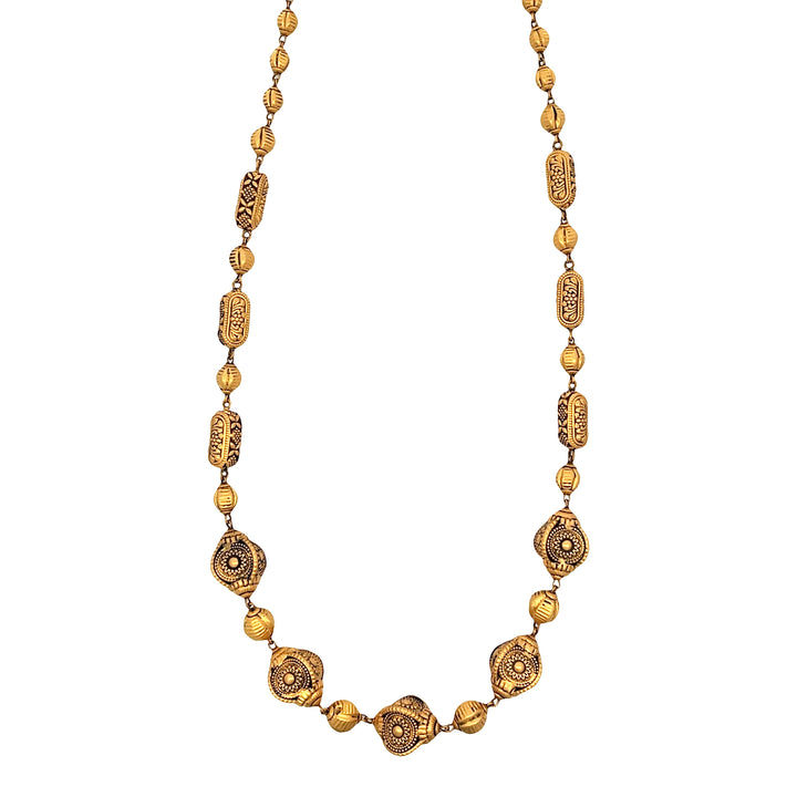 22K Yellow Gold Indian Decorative Bead Necklace 24