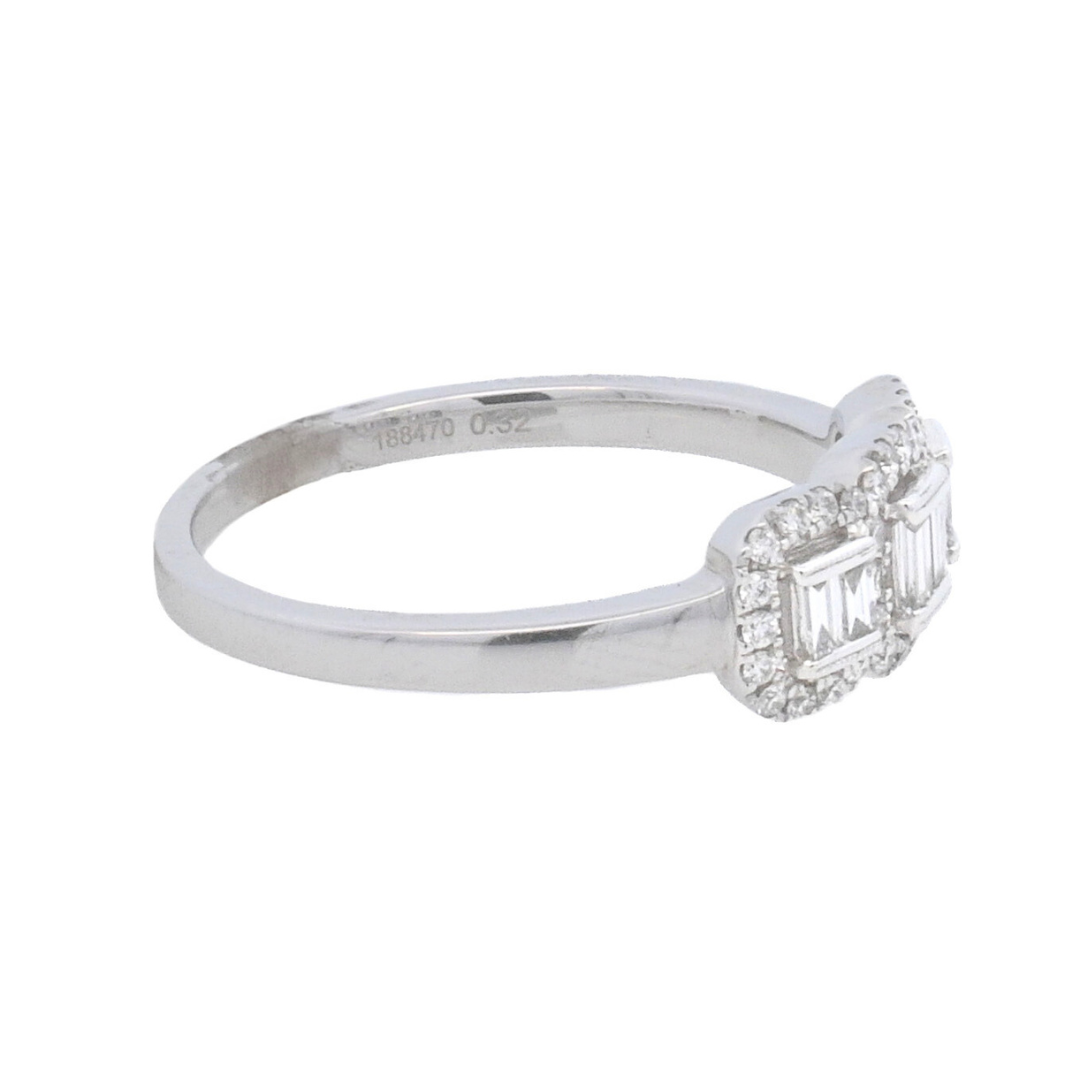 14K White Gold Baguette & Round Diamond Fashion Ring