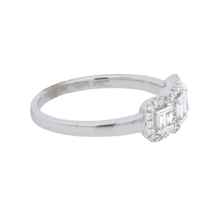 14K White Gold Baguette & Round Diamond Fashion Ring