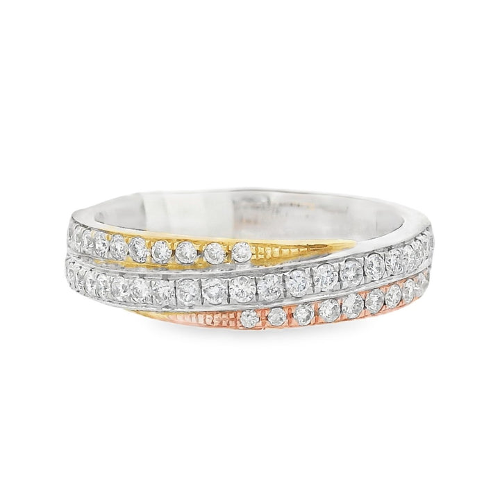 14K Three- Tone 0.33ct. Diamond Stackable Fashion Ring