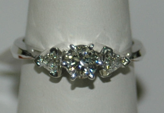 14K White Gold 3-Stone Round Diamond Engagement Ring