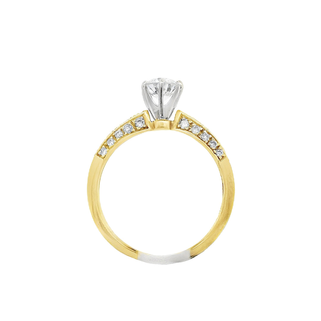 18K Yellow Round Diamond 0.53Ct Solitaire Engagement Ring