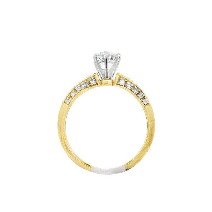 18K Yellow Round Diamond 0.53Ct Solitaire Engagement Ring