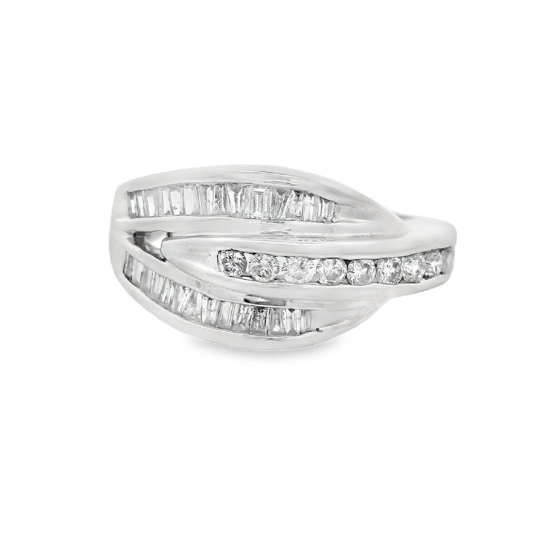 14K White Gold Multi-Diamond Fashion Ring, Size 7