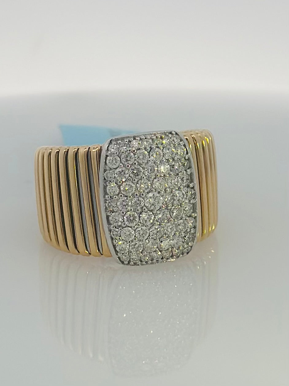 18K Yellow Gold 0.96ct. Diamond Cluster Cocktail Fashion Ring