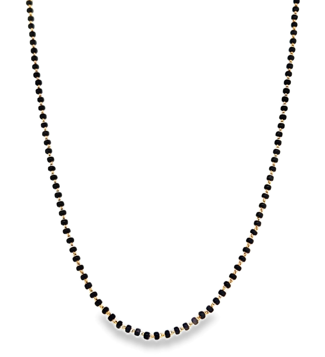 22K Yellow Gold Black Bead Elegant Necklace
