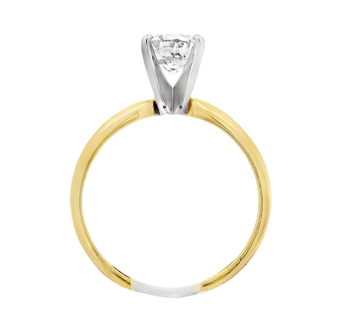 14K Yellow Gold Round Diamond 1.00Ct Solitaire Engagement Ring