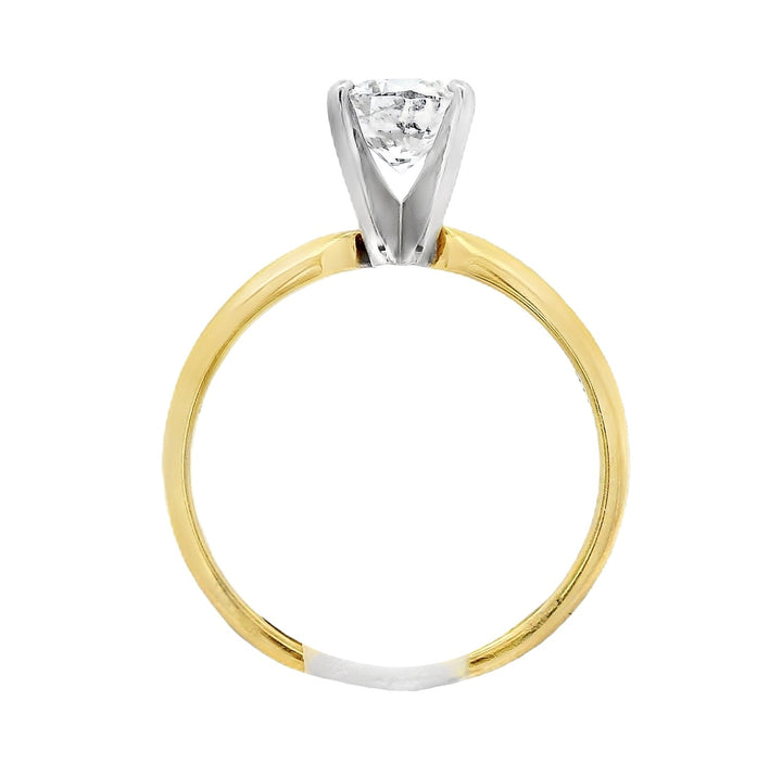14K Yellow Gold Round Diamond 1.00Ct Solitaire Engagement Ring