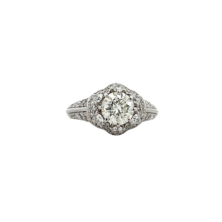 18K White Gold Vintage 2.01CT Round Diamond Ring
