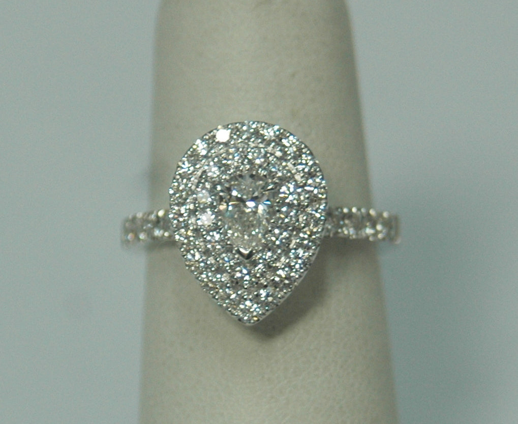 18K White Gold Diamond 0.98Ct Halo Engagement Ring