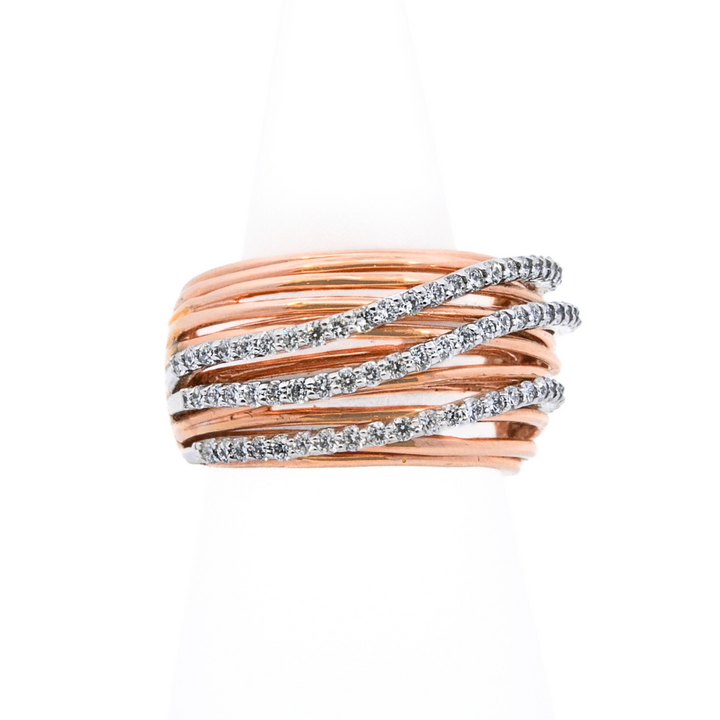 14K Rose Gold 0.72ct Multi-Strand Diamond Fashion Ring