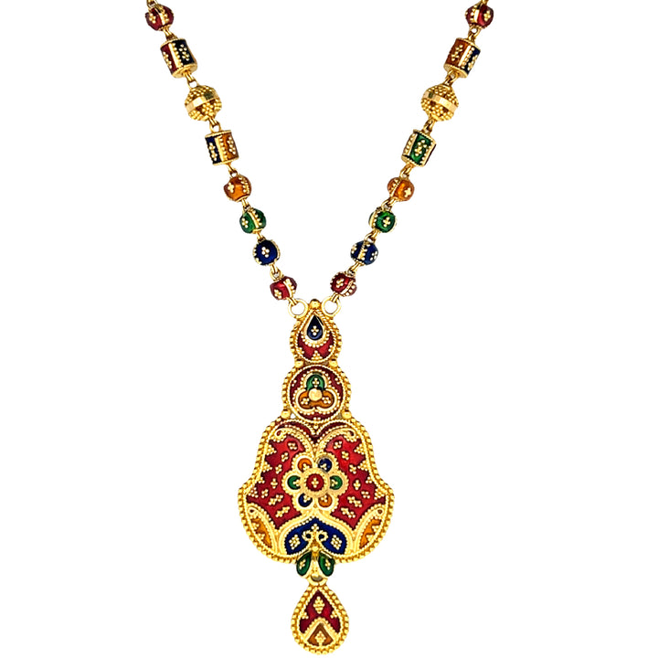 22K Yellow Gold Multi-Color Beaded Statement Necklace